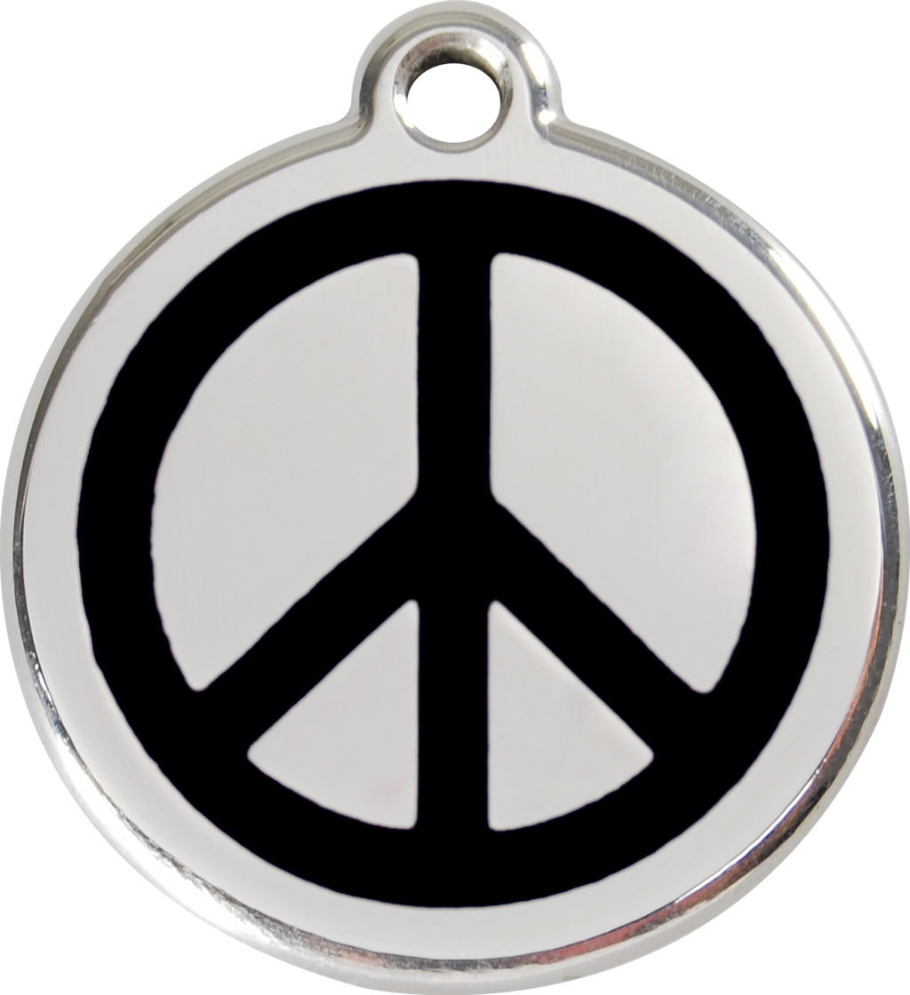 Red Dingo Stainless Steel & Enamel Peace Sign Dog ID Tag