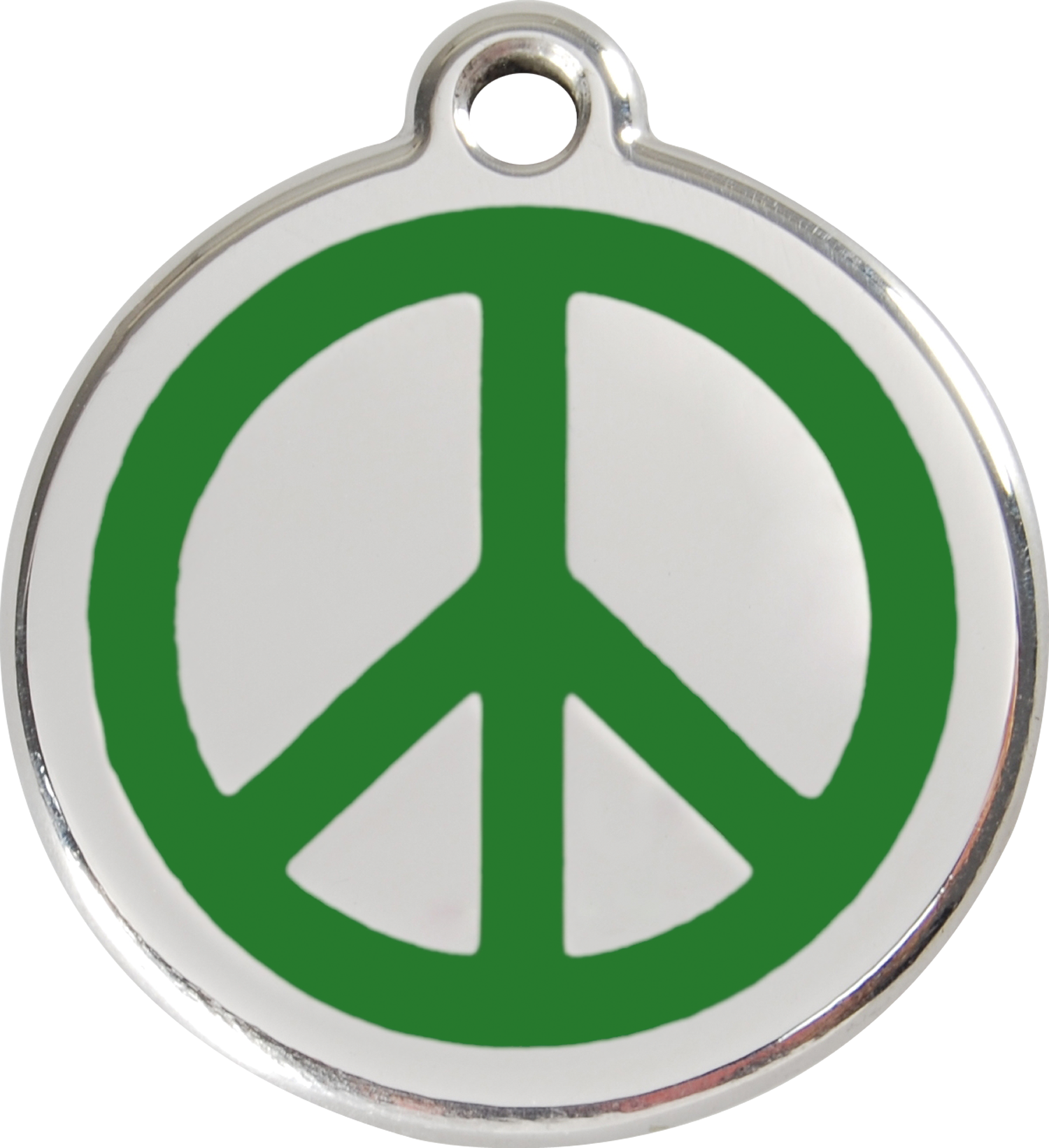 Red Dingo Stainless Steel & Enamel Peace Sign Dog ID Tag
