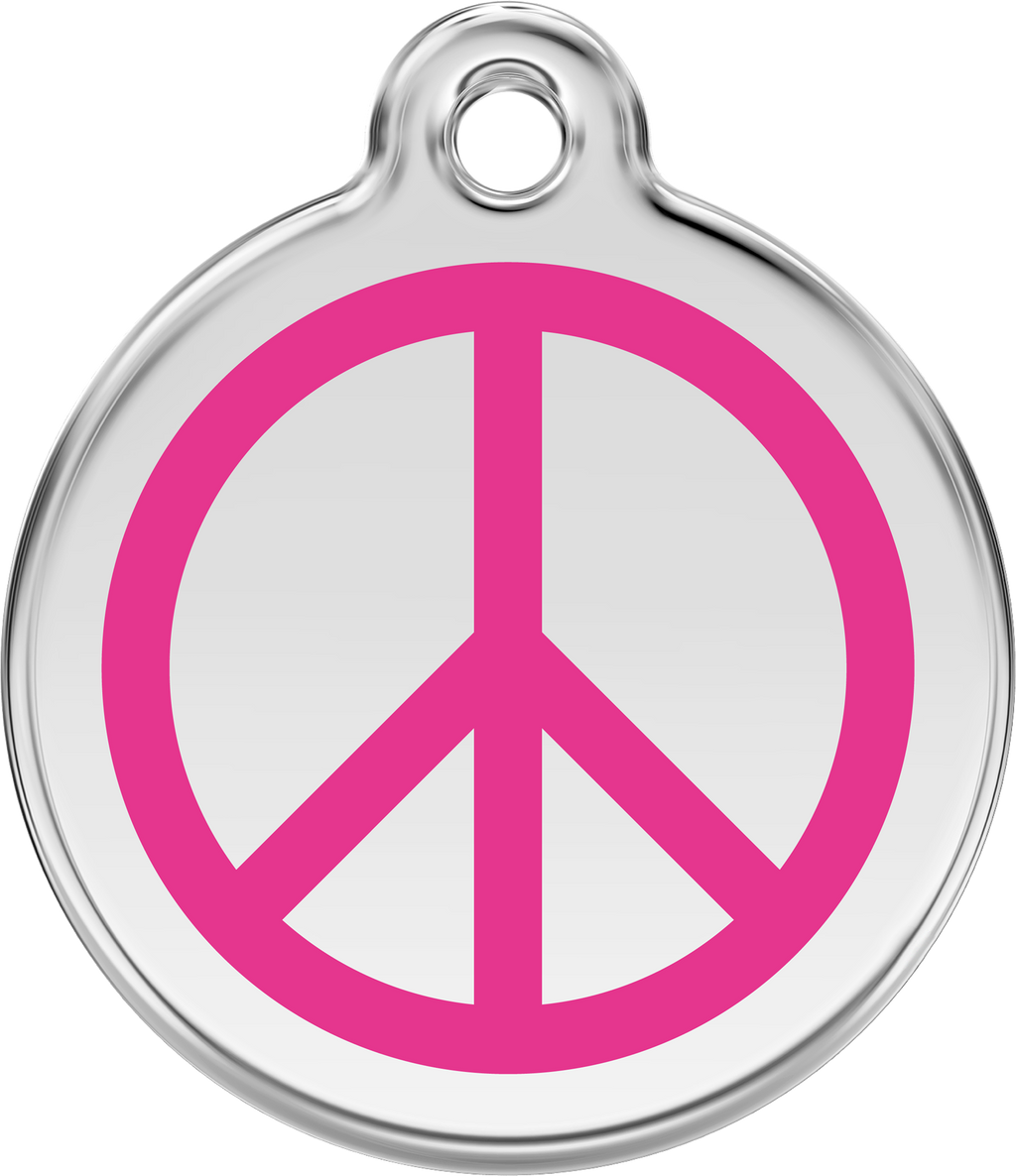 Red Dingo Stainless Steel & Enamel Peace Sign Dog ID Tag