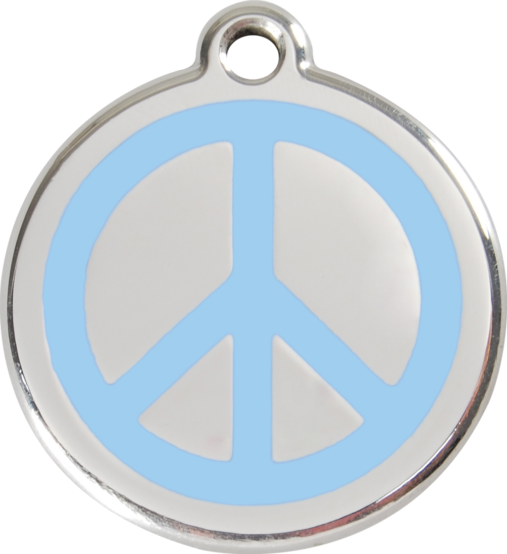 Red Dingo Stainless Steel & Enamel Peace Sign Dog ID Tag