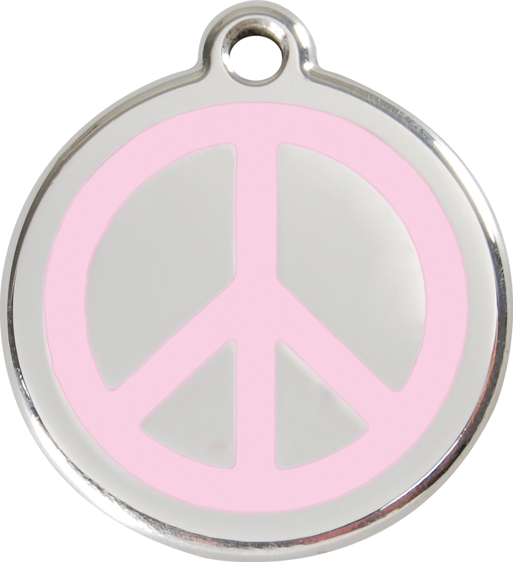 Red Dingo Stainless Steel & Enamel Peace Sign Dog ID Tag