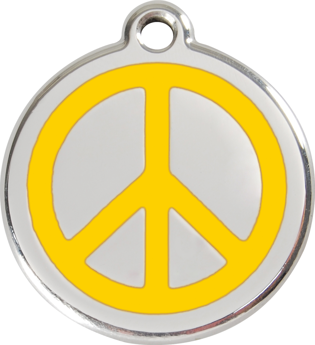 Red Dingo Stainless Steel & Enamel Peace Sign Dog ID Tag