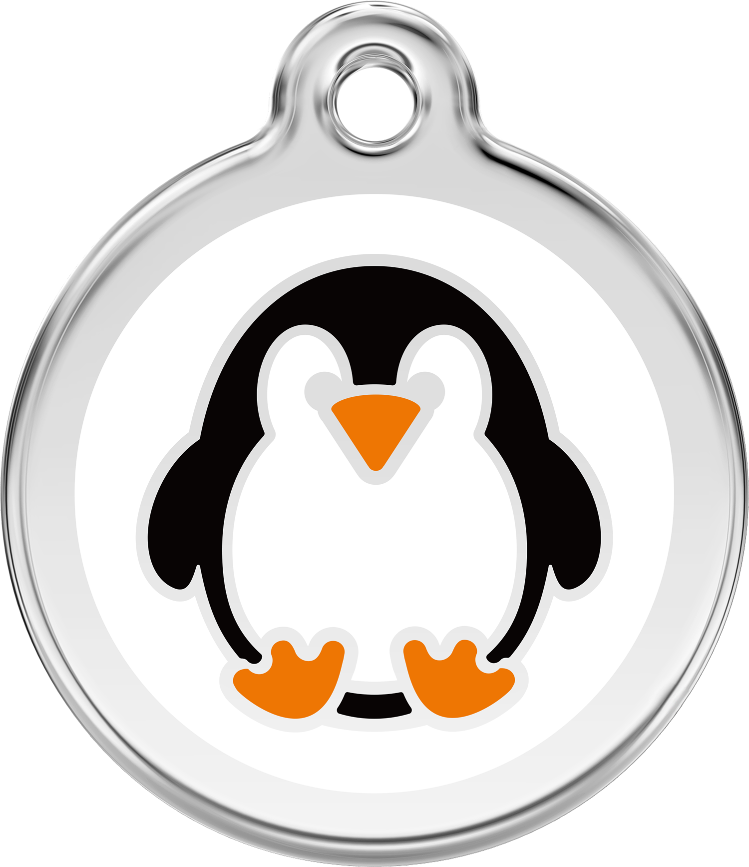 Red Dingo Stainless Steel & Enamel Penguin Dog ID Tag