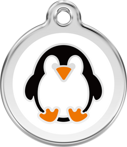 Red Dingo Stainless Steel & Enamel Penguin Dog ID Tag