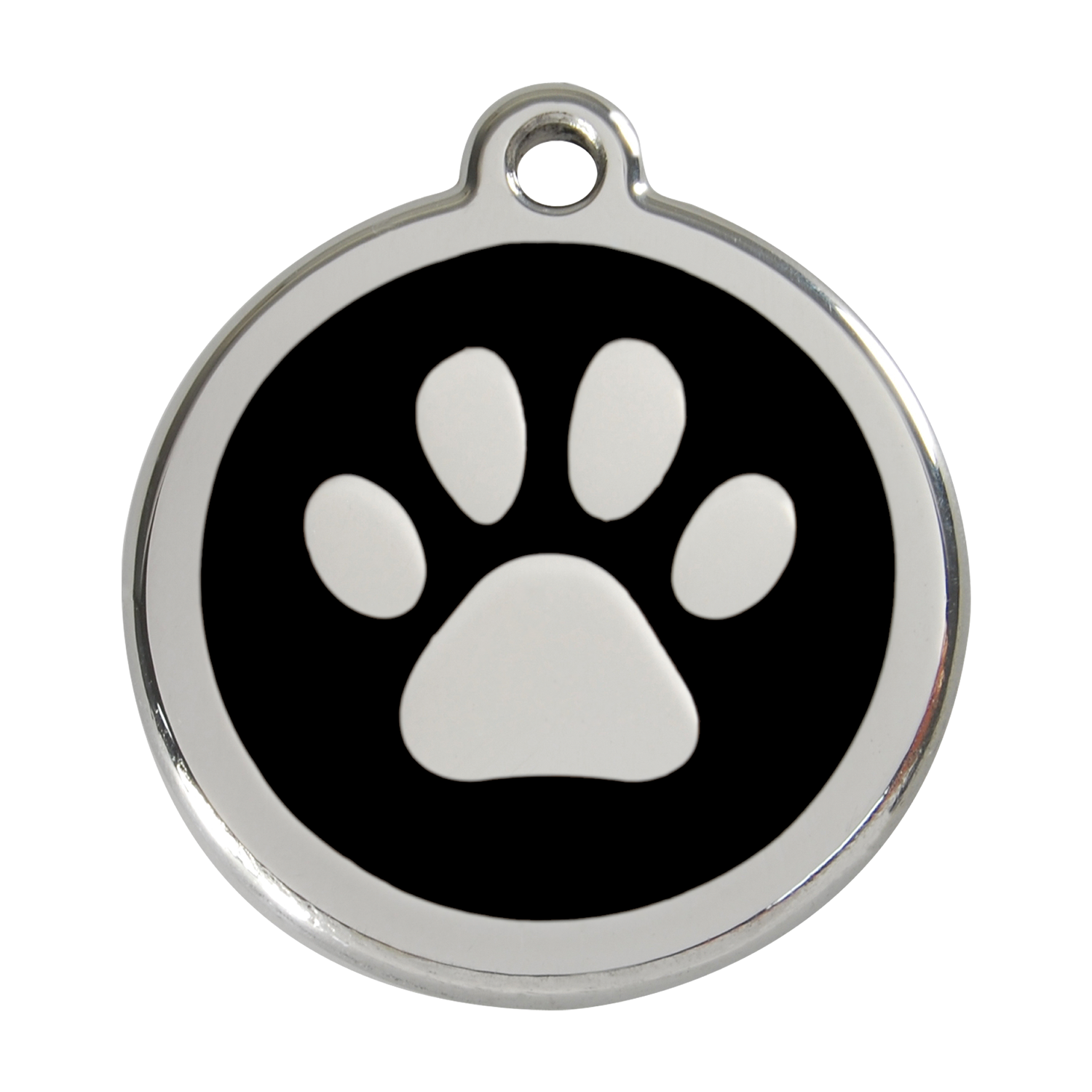 Red Dingo Stainless Steel & Enamel Paw Prints Dog ID Tag