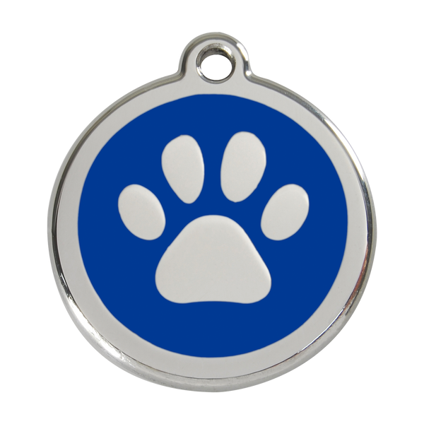 Red Dingo Stainless Steel & Enamel Paw Prints Dog ID Tag