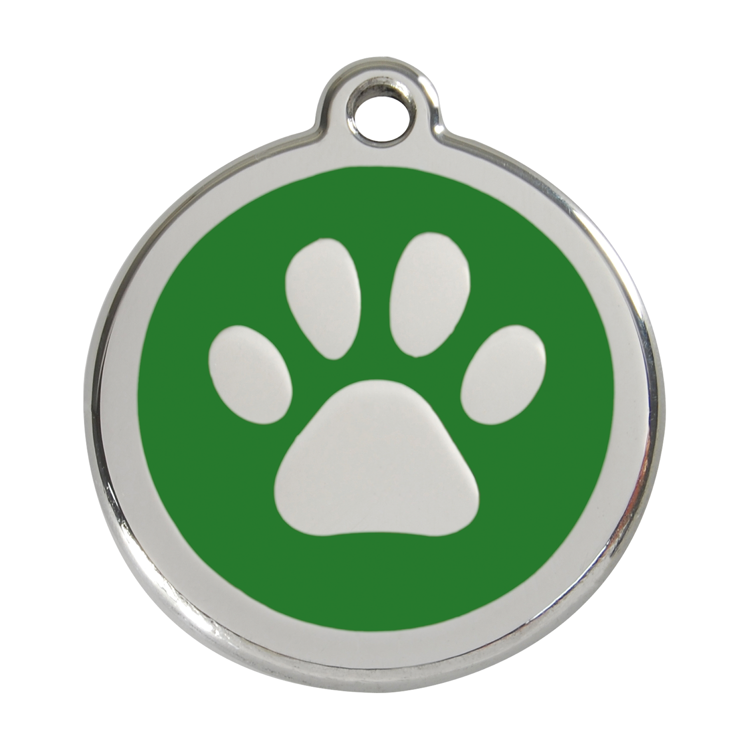 Red Dingo Stainless Steel & Enamel Paw Prints Dog ID Tag