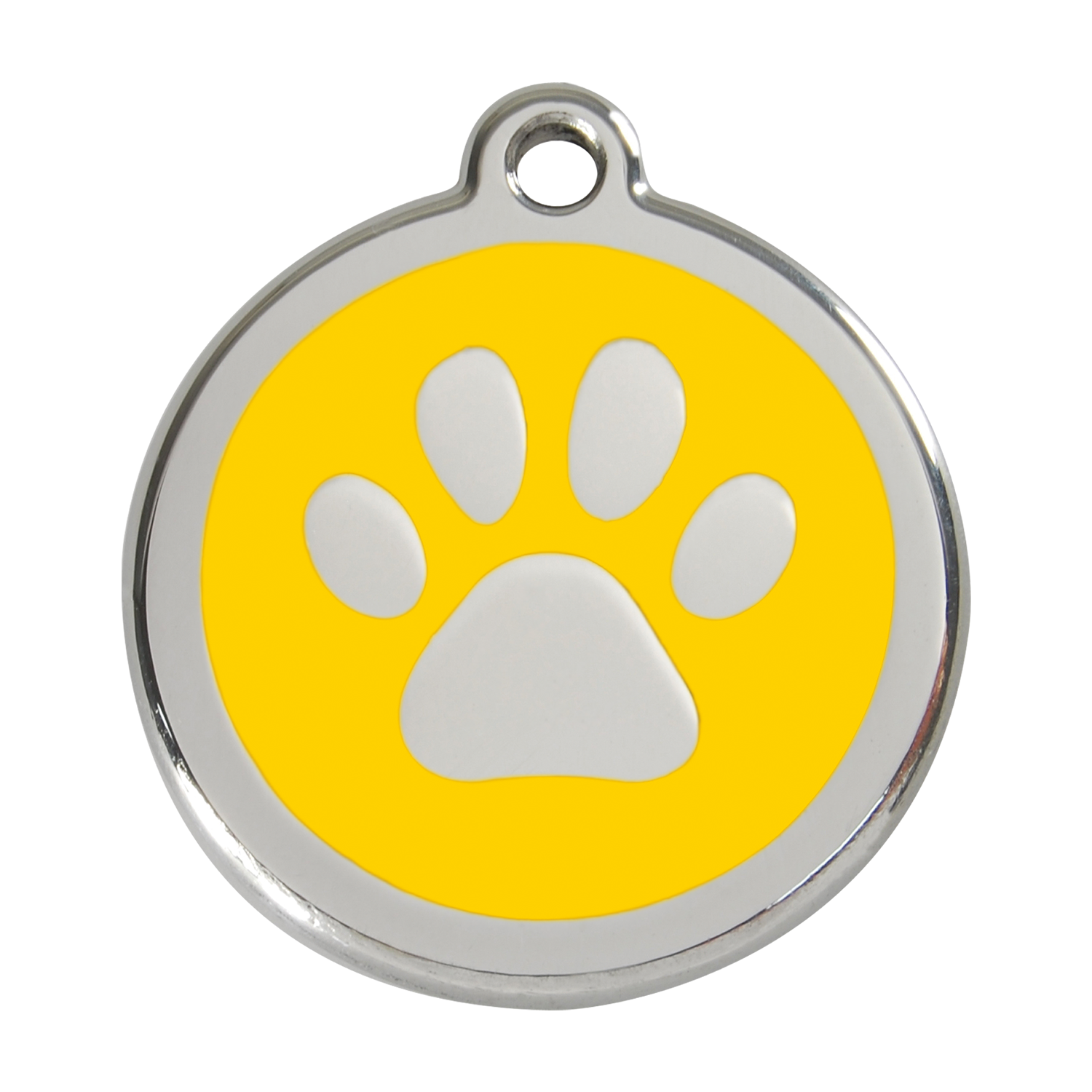 Red Dingo Stainless Steel & Enamel Paw Prints Dog ID Tag