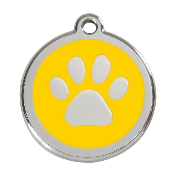 Red Dingo Stainless Steel & Enamel Paw Prints Dog ID Tag