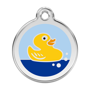 Red Dingo Stainless Steel & Enamel Rubber Ducky Dog ID Tag