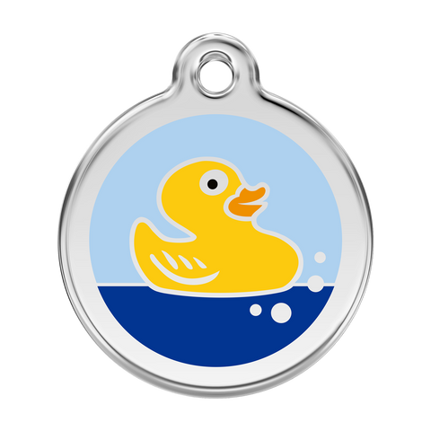 Red Dingo Stainless Steel & Enamel Rubber Ducky Dog ID Tag