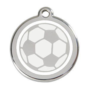 Red Dingo Stainless Steel & Enamel Soccer Ball Dog ID Tag
