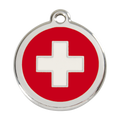 Red Dingo Stainless Steel & Enamel Swiss Cross Dog ID Tag