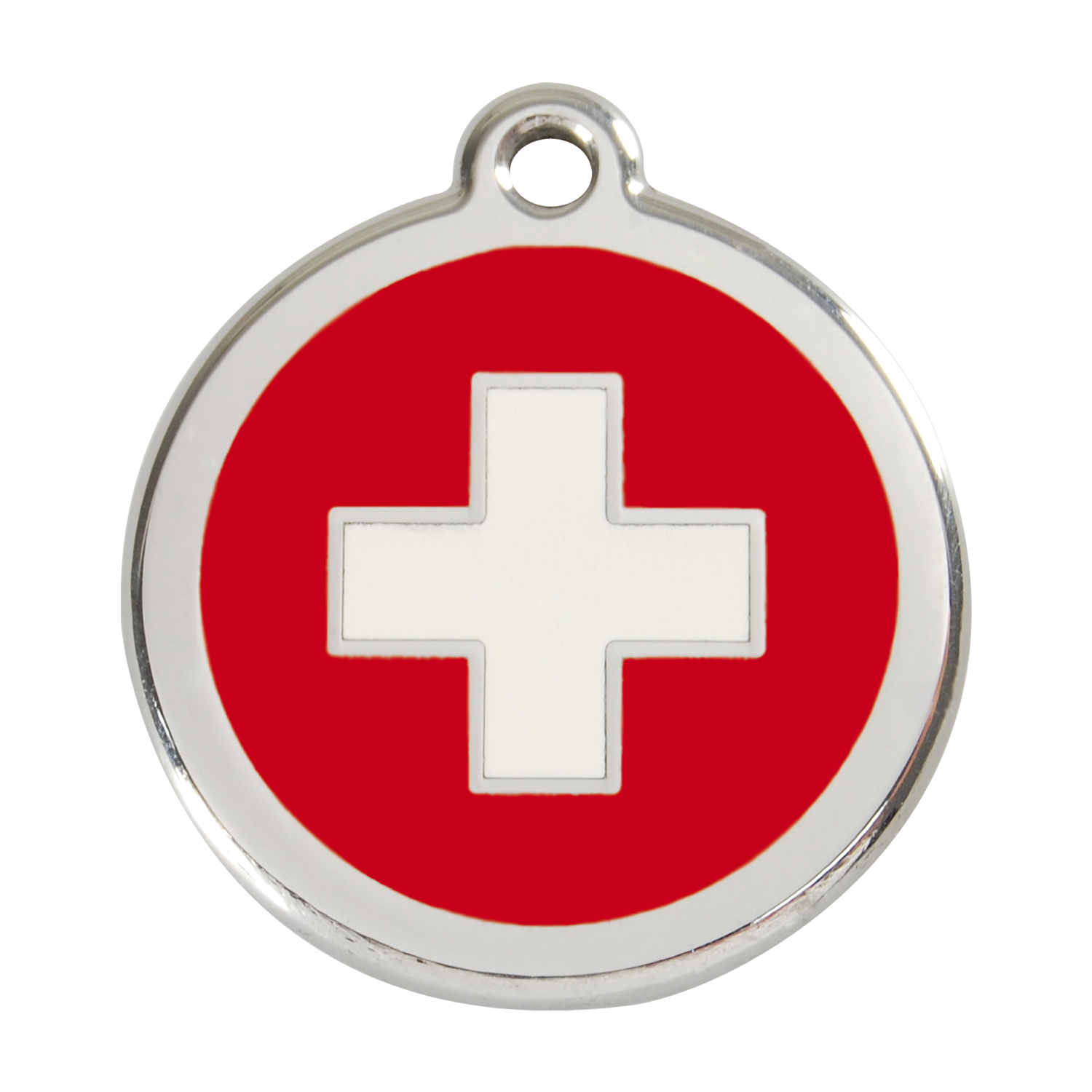 Red Dingo Stainless Steel & Enamel Swiss Cross Dog ID Tag