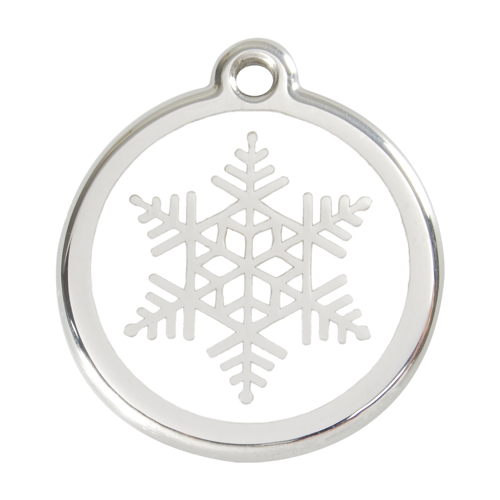 Red Dingo Stainless Steel & Enamel Snowflake Dog ID Tag