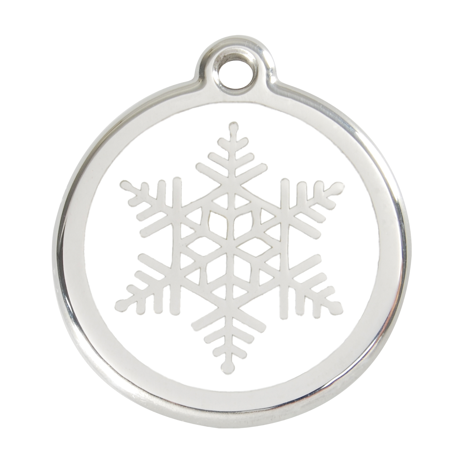 Red Dingo Stainless Steel & Enamel Snowflake Dog ID Tag