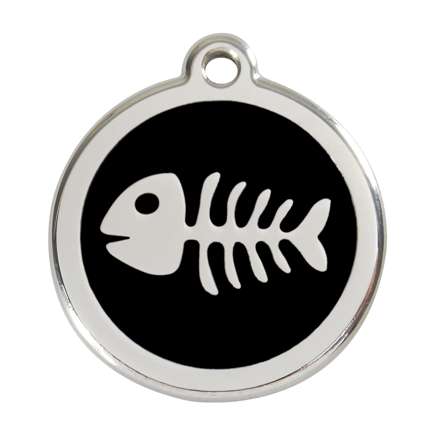 Red Dingo Stainless Steel & Enamel Fish Bone Pet ID Tag