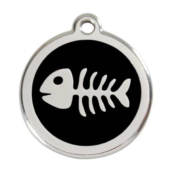 Red Dingo Stainless Steel & Enamel Fish Bone Pet ID Tag