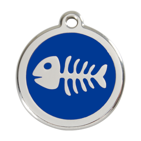 Red Dingo Stainless Steel & Enamel Fish Bone Pet ID Tag