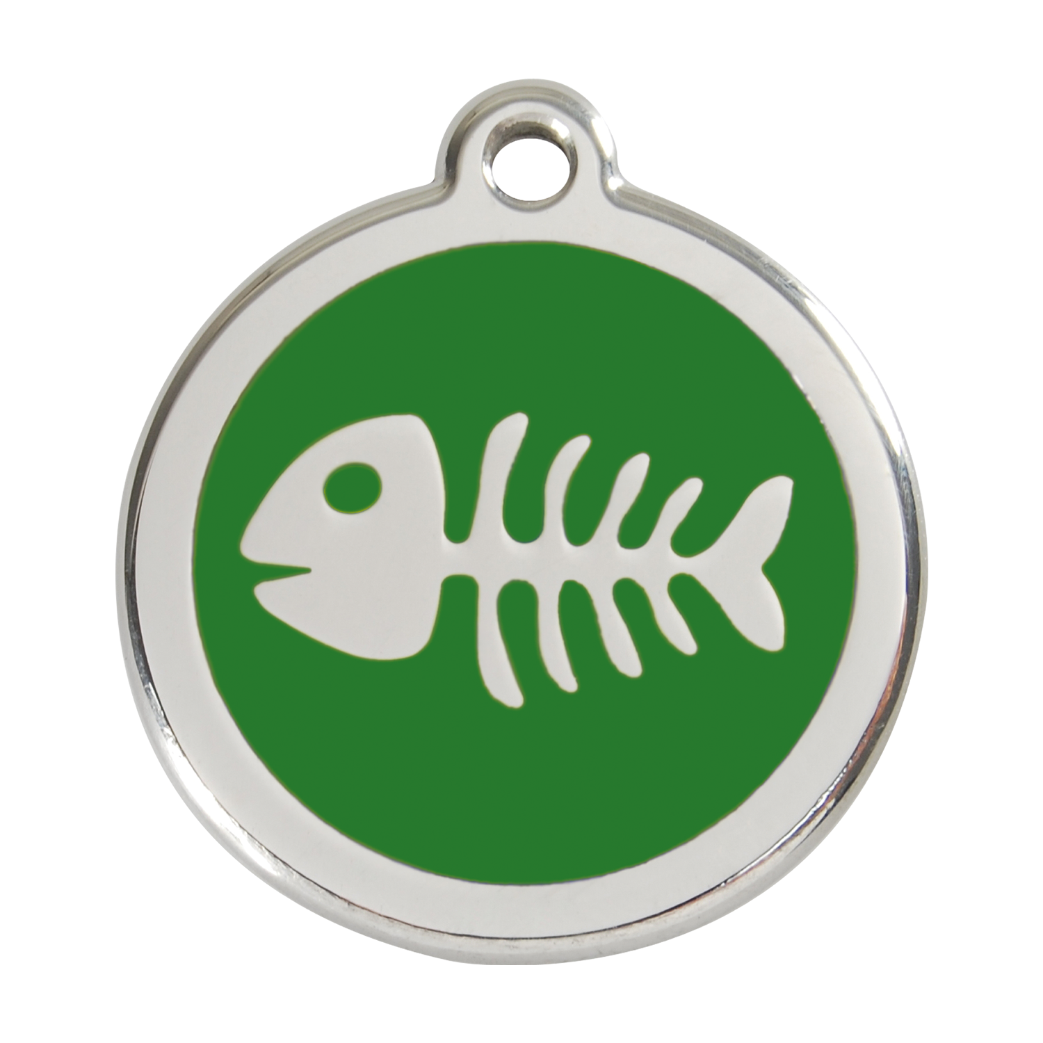 Red Dingo Stainless Steel & Enamel Fish Bone Pet ID Tag