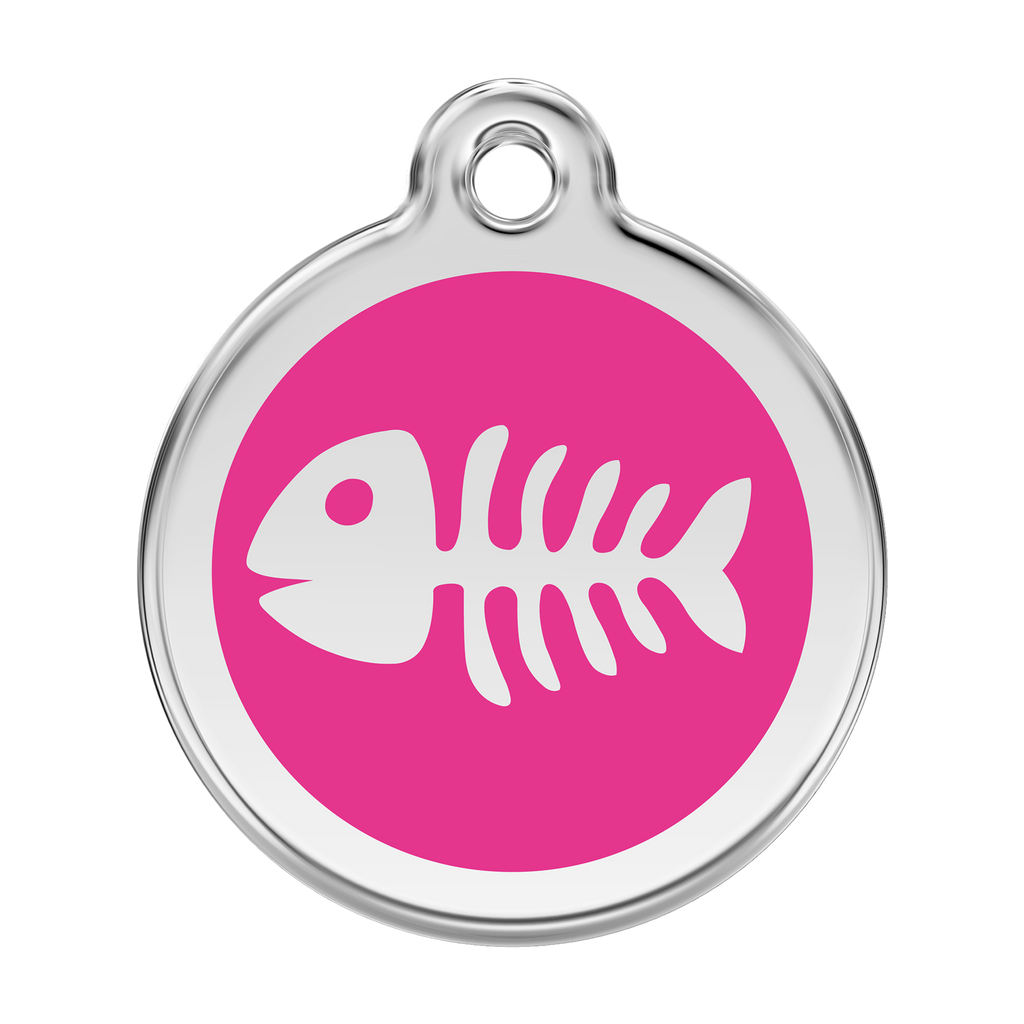 Red Dingo Stainless Steel & Enamel Fish Bone Pet ID Tag