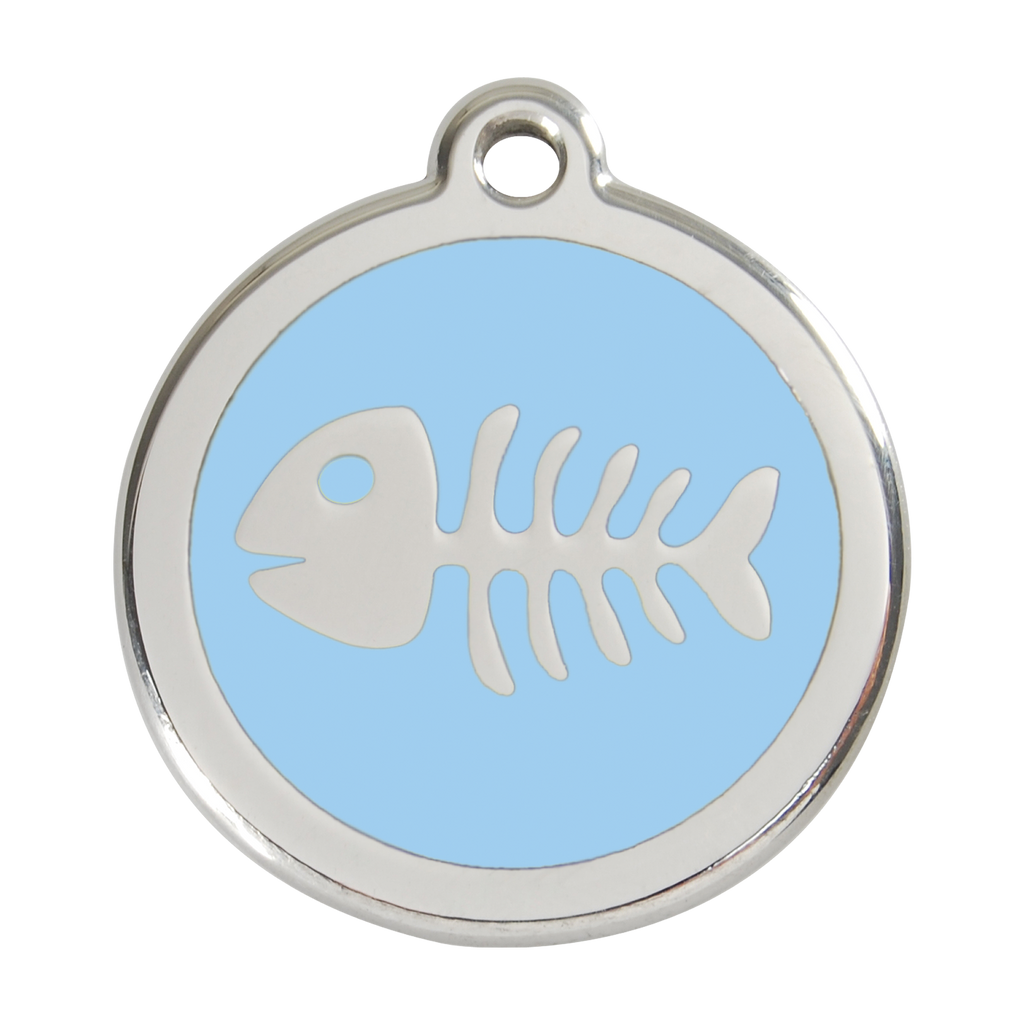 Red Dingo Stainless Steel & Enamel Fish Bone Pet ID Tag
