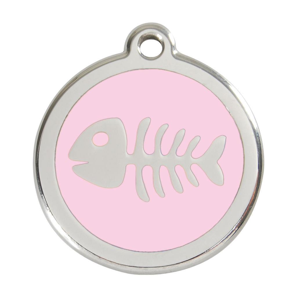 Red Dingo Stainless Steel & Enamel Fish Bone Pet ID Tag