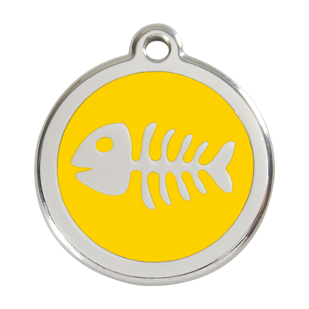 Red Dingo Stainless Steel & Enamel Fish Bone Pet ID Tag