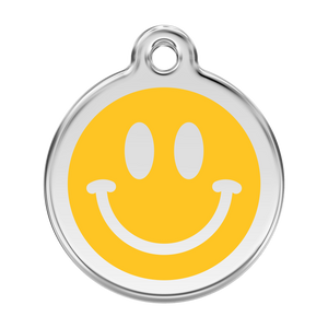 Red Dingo Stainless Steel & Enamel Smiley Face Dog ID Tag