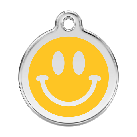Red Dingo Stainless Steel & Enamel Smiley Face Dog ID Tag
