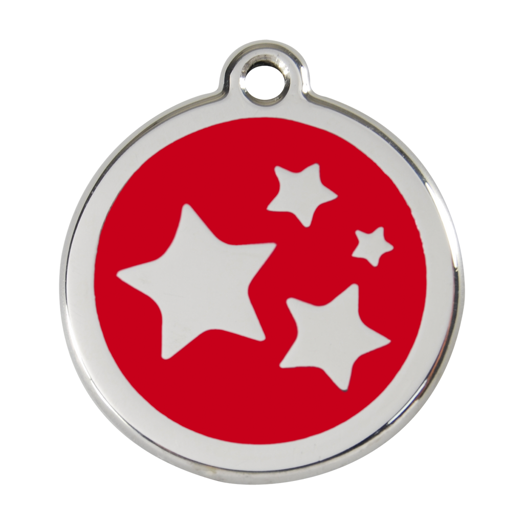 Red Dingo Stainless Steel & Enamel Stars Dog ID Tag