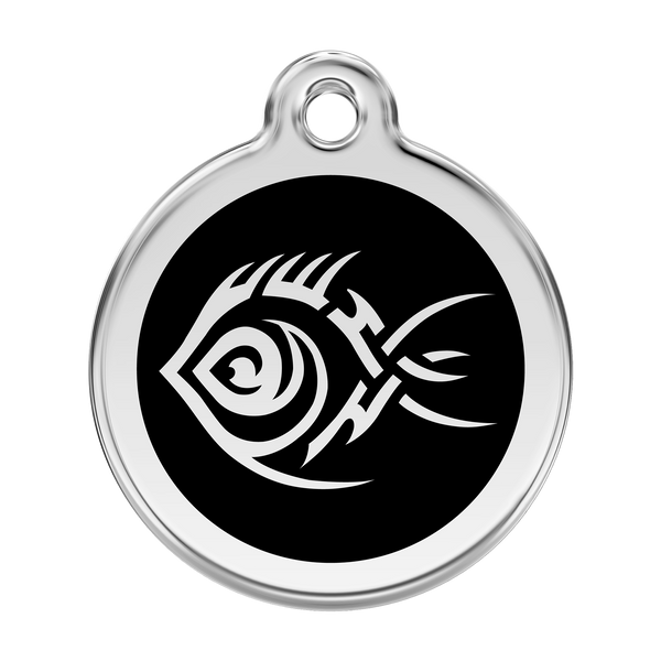 Red Dingo Stainless Steel & Enamel Tribal Fish Dog ID Tag
