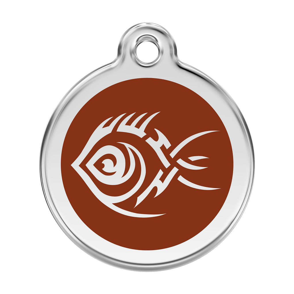 Red Dingo Stainless Steel & Enamel Tribal Fish Dog ID Tag