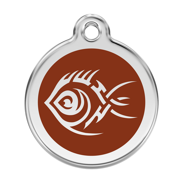 Red Dingo Stainless Steel & Enamel Tribal Fish Dog ID Tag