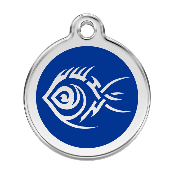 Red Dingo Stainless Steel & Enamel Tribal Fish Dog ID Tag