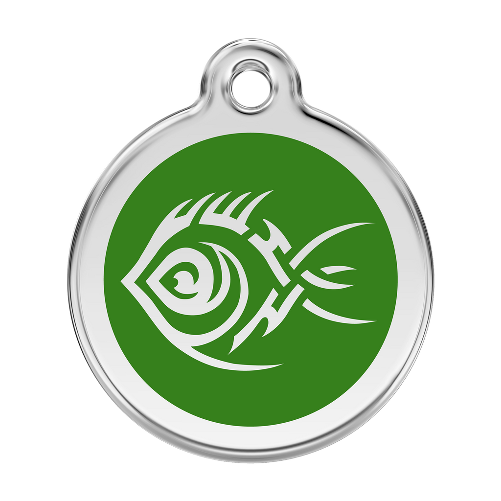 Red Dingo Stainless Steel & Enamel Tribal Fish Dog ID Tag