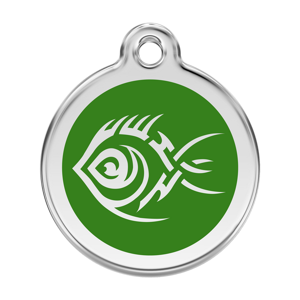 Red Dingo Stainless Steel & Enamel Tribal Fish Dog ID Tag