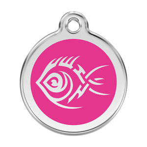 Red Dingo Stainless Steel & Enamel Tribal Fish Dog ID Tag