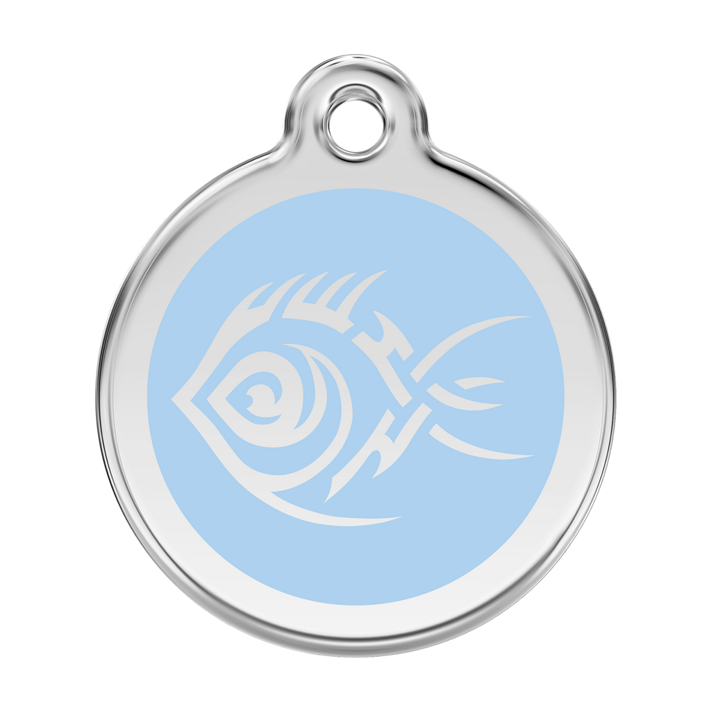 Red Dingo Stainless Steel & Enamel Tribal Fish Dog ID Tag