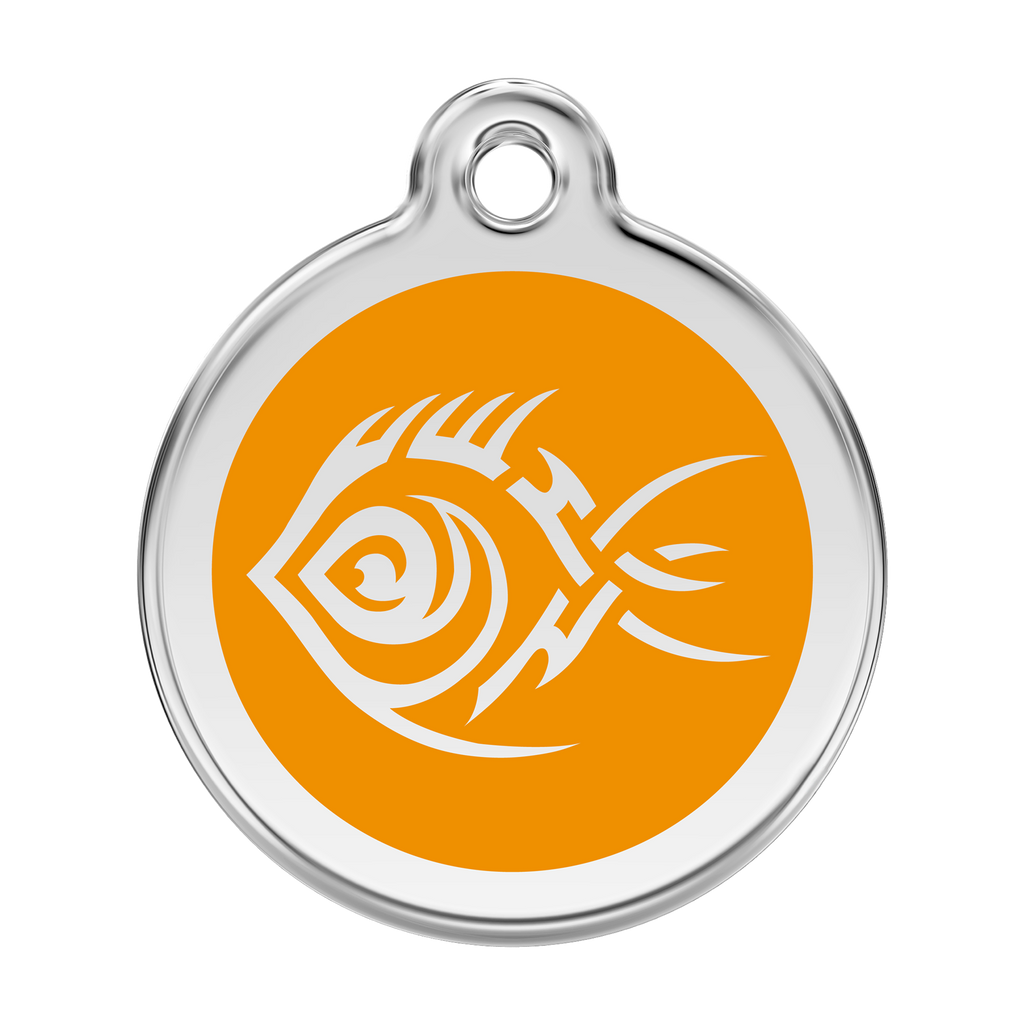 Red Dingo Stainless Steel & Enamel Tribal Fish Dog ID Tag