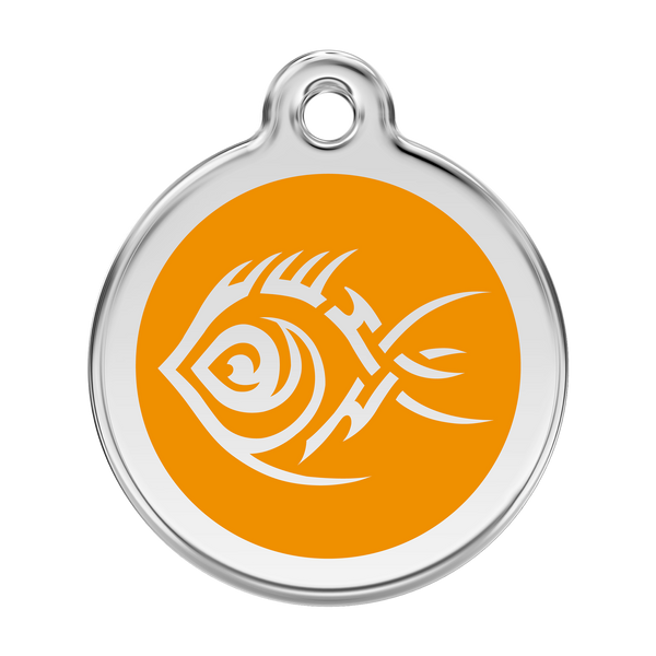 Red Dingo Stainless Steel & Enamel Tribal Fish Dog ID Tag