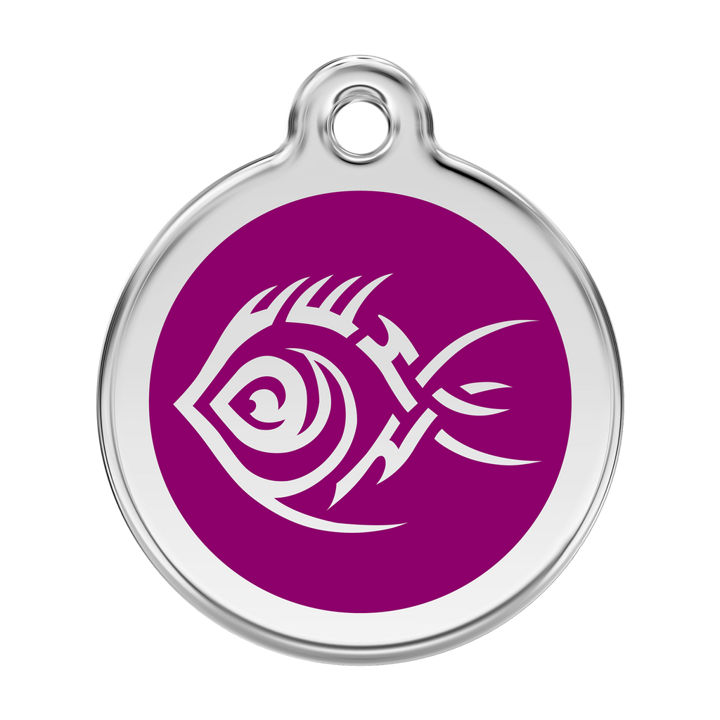 Red Dingo Stainless Steel & Enamel Tribal Fish Dog ID Tag