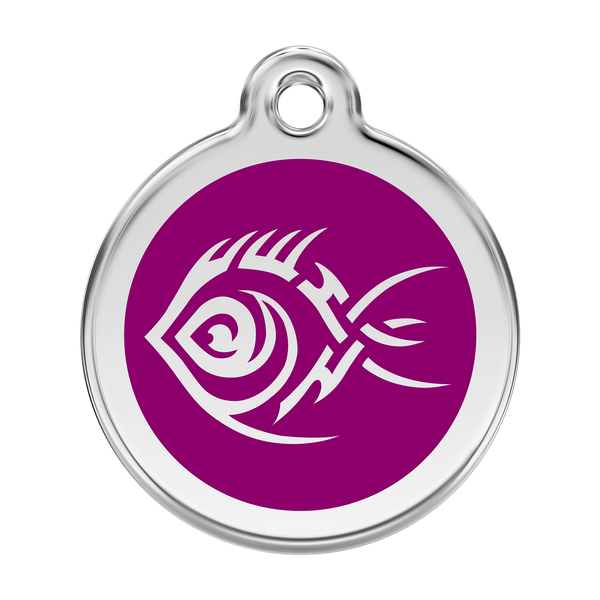 Red Dingo Stainless Steel & Enamel Tribal Fish Dog ID Tag