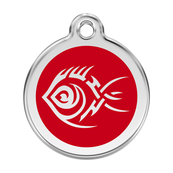 Red Dingo Stainless Steel & Enamel Tribal Fish Dog ID Tag