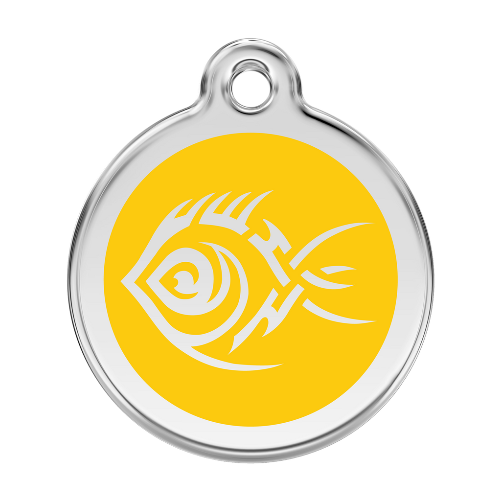 Red Dingo Stainless Steel & Enamel Tribal Fish Dog ID Tag