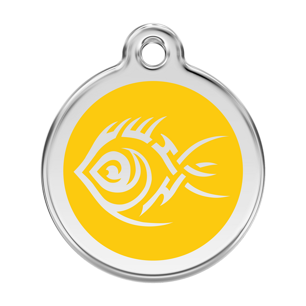 Red Dingo Stainless Steel & Enamel Tribal Fish Dog ID Tag