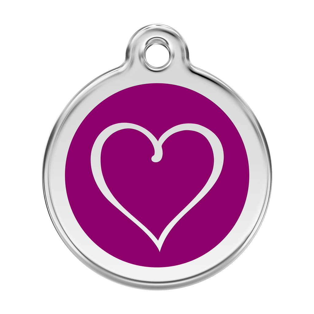 Red Dingo Stainless Steel & Enamel Tribal Heart Dog ID Tag