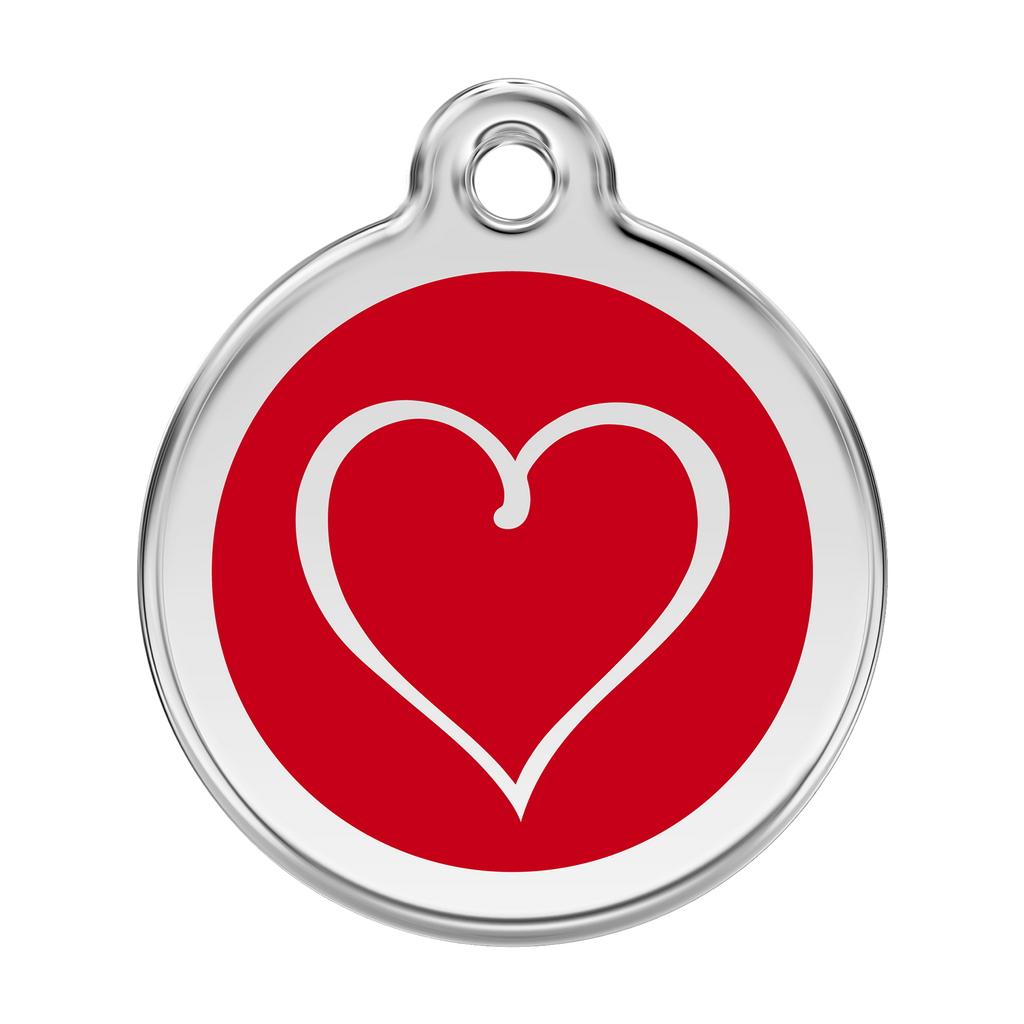 Red Dingo Stainless Steel & Enamel Tribal Heart Dog ID Tag