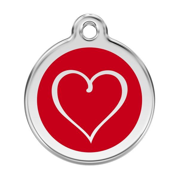 Red Dingo Stainless Steel & Enamel Tribal Heart Dog ID Tag