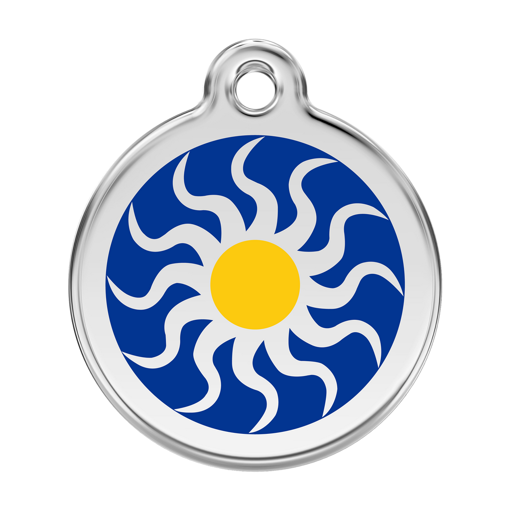 Red Dingo Stainless Steel & Enamel Tribal Sun Dog ID Tag